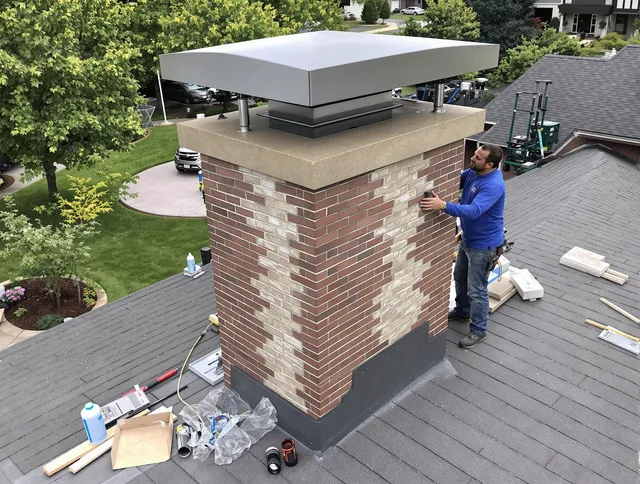 Alafaya Chimney Sweep team working on a custom chimney remodel in Alafaya, FL